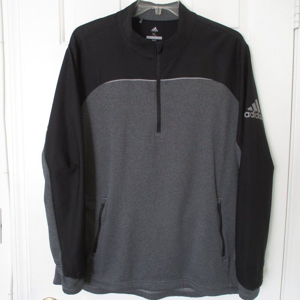 adidas Golf Mens L/S Black & Gray 1/4 Zip Sweater Windbreaker NWOT - Size XL